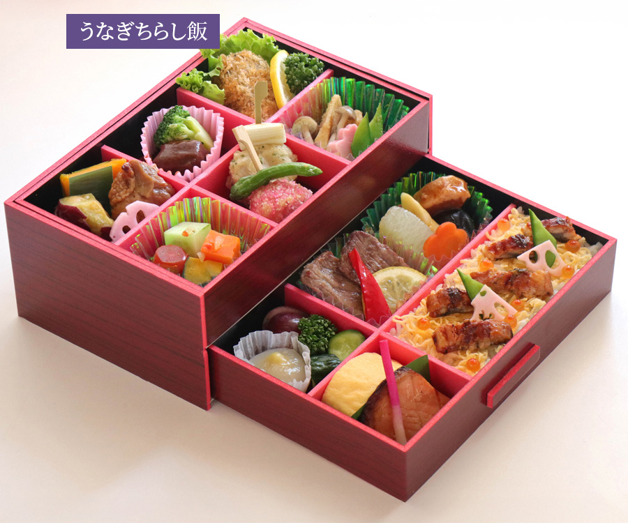 赤の引きだし御膳(うなぎちらし飯)